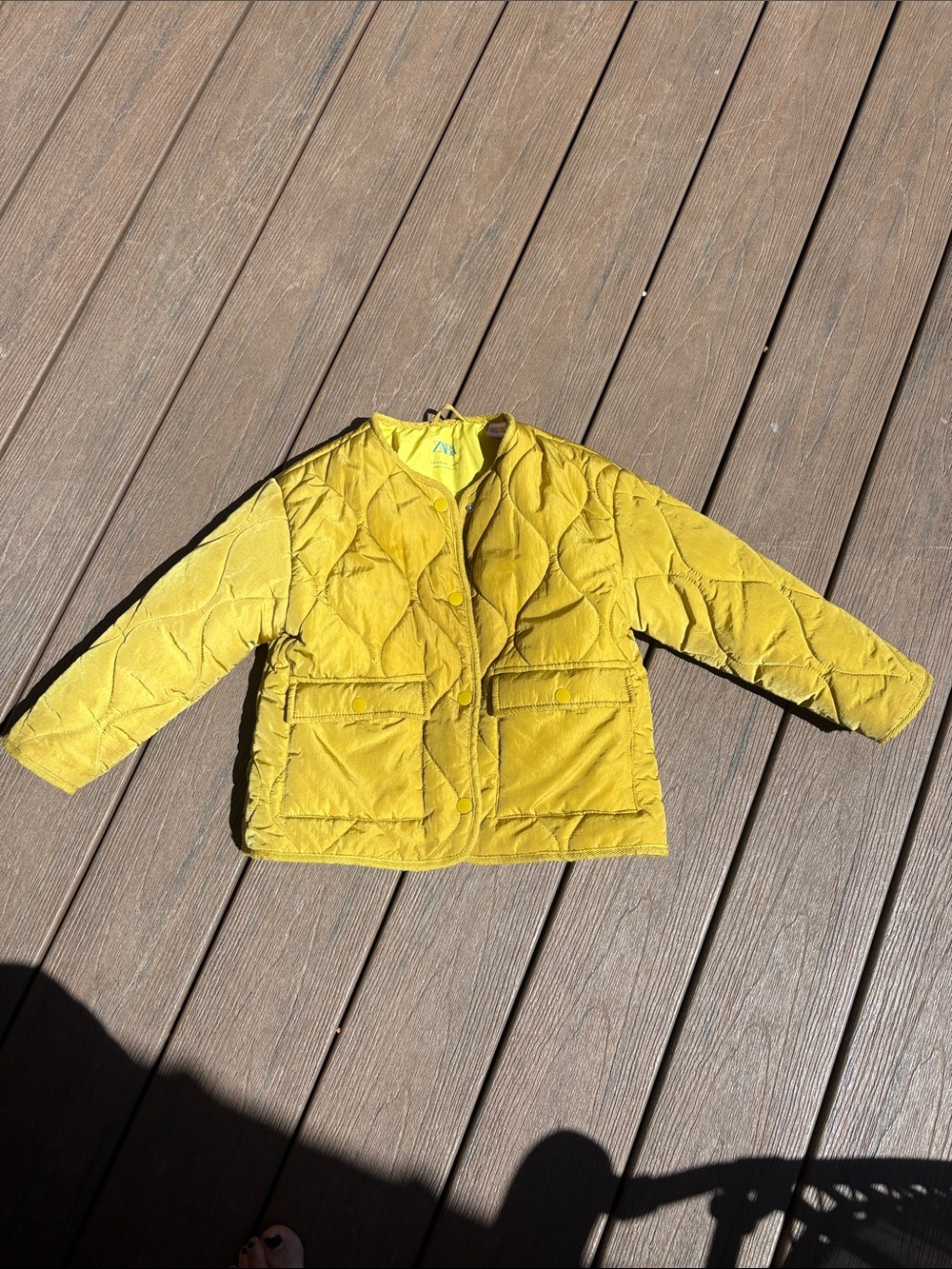 Zara Kids Quilted Puffer Jacket in Mustard Yellow
